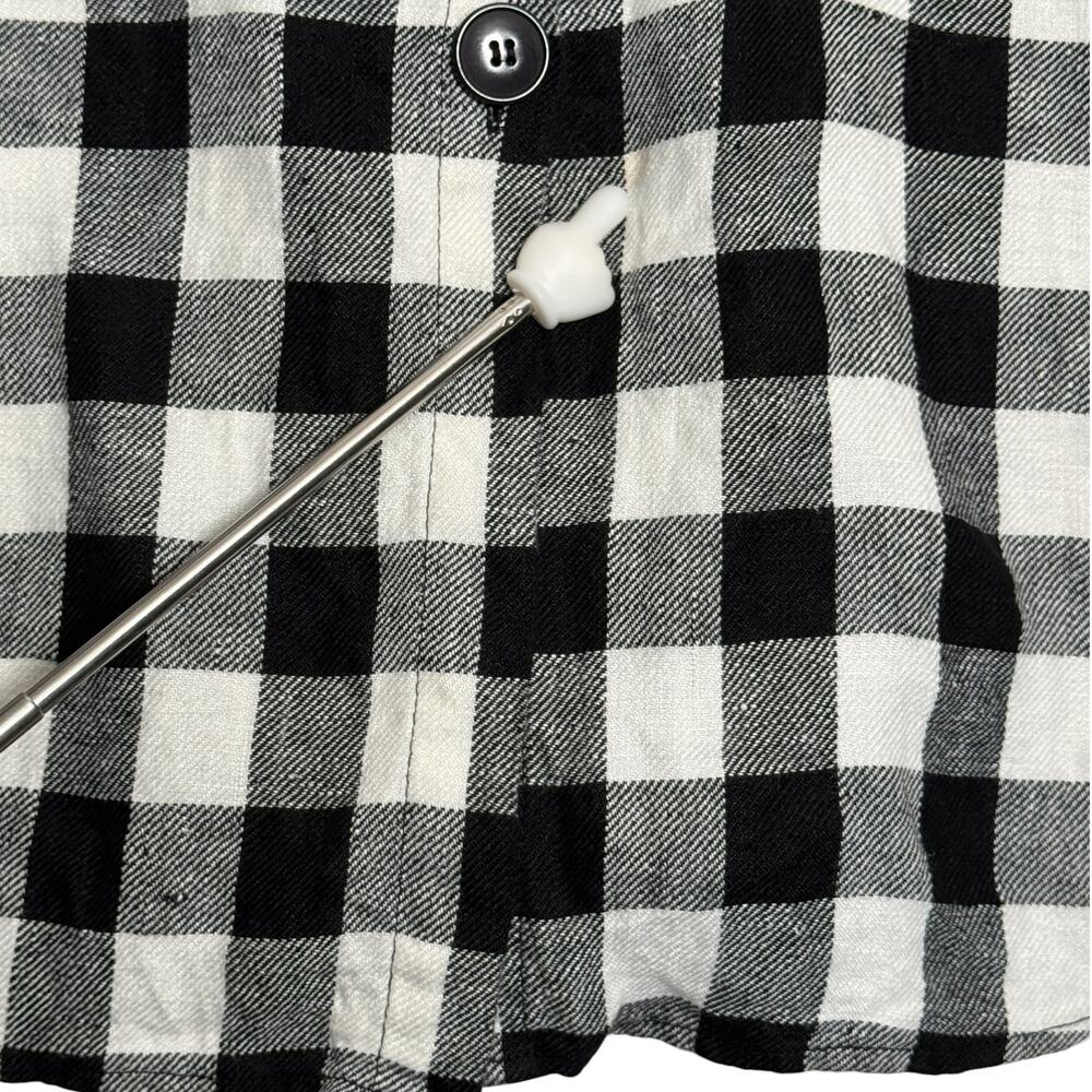 Reformation Hattie Linen Midi Dress Gingham Black White Size 6 Off the Shoulder - Picture 11 of 11